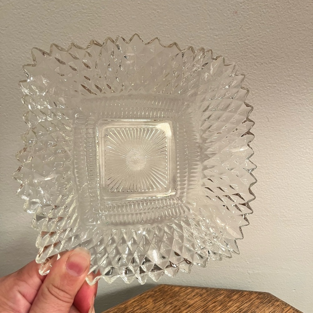 Jewelry holder dish depression glass catch all decorative Glass Bowl farmhouse